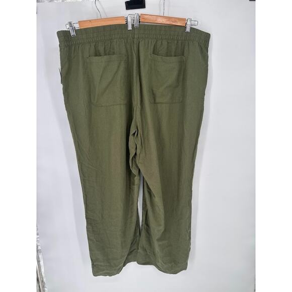 Old Navy Women Wide Leg Linen Pants 3X Green Comfort Waistband Coastal High Rise - Picture 5 of 10